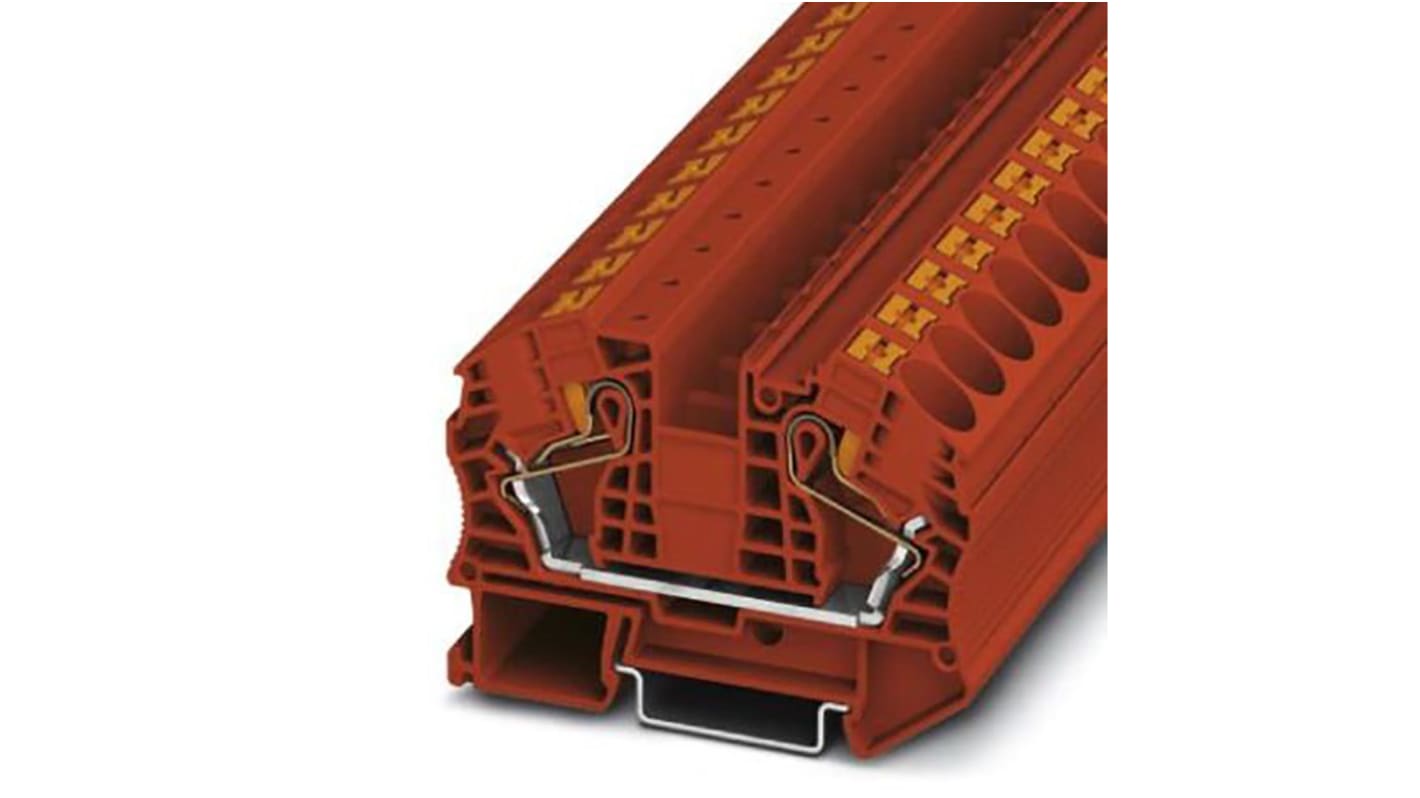 Phoenix Contact PT 16 N RD Series Red Component Terminal Block, 25mm², Push In Termination, ATEX, IECEx