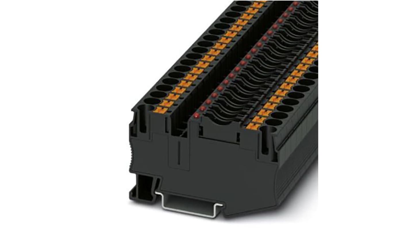 Phoenix Contact PT 6 Series Black Fused DIN Rail Terminal, 10mm², Single-Level