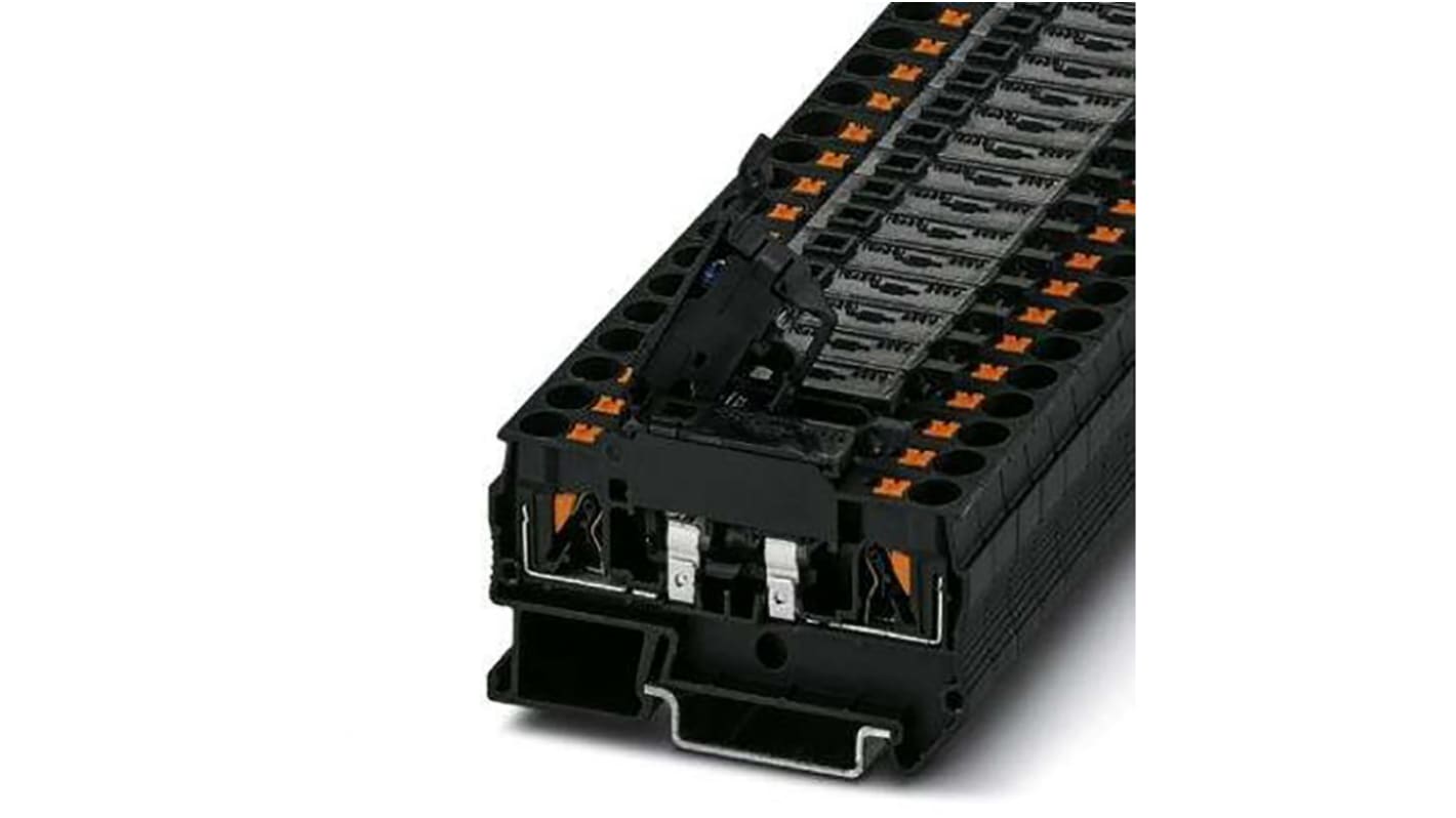 Phoenix Contact PTC 4 Series Black Fused DIN Rail Terminal, 6mm², Single-Level