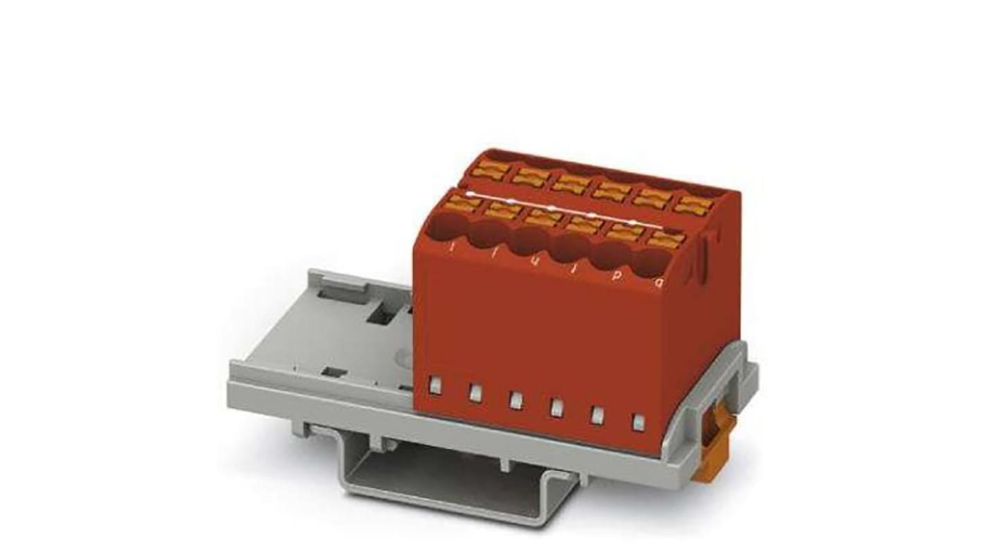 Phoenix Contact Distribution Block, 12 Way, 4mm², 24A, 690 V, Red