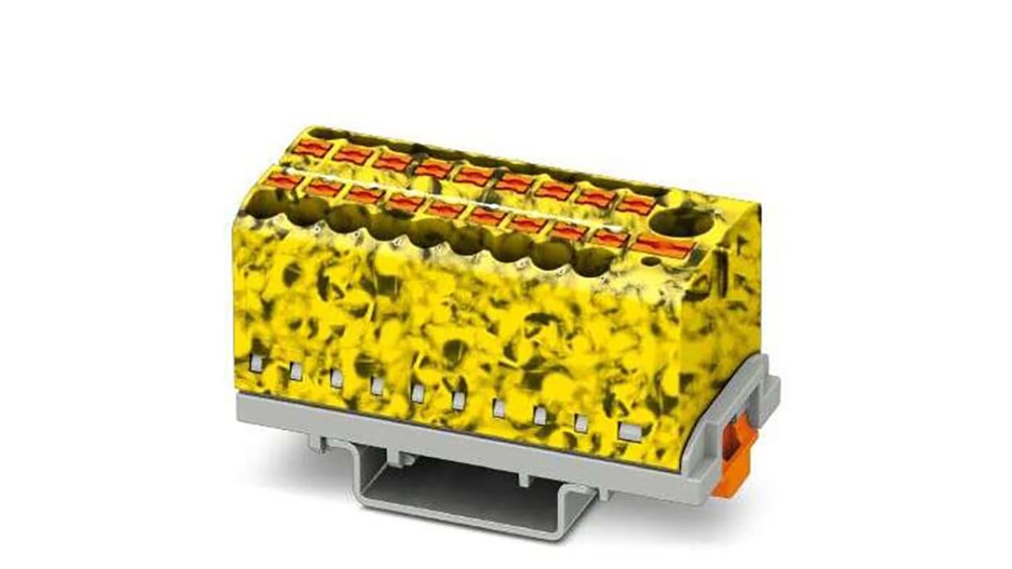 Phoenix Contact Distribution Block, 19 Way, 4mm², 32A, 690 V, Yellow