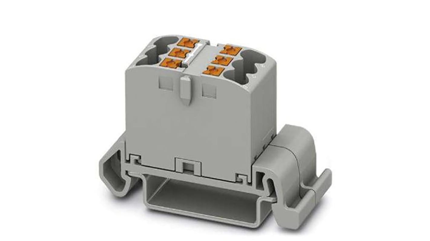 Phoenix Contact Distribution Block, 6 Way, 4mm², 24A, 690 V, Grey