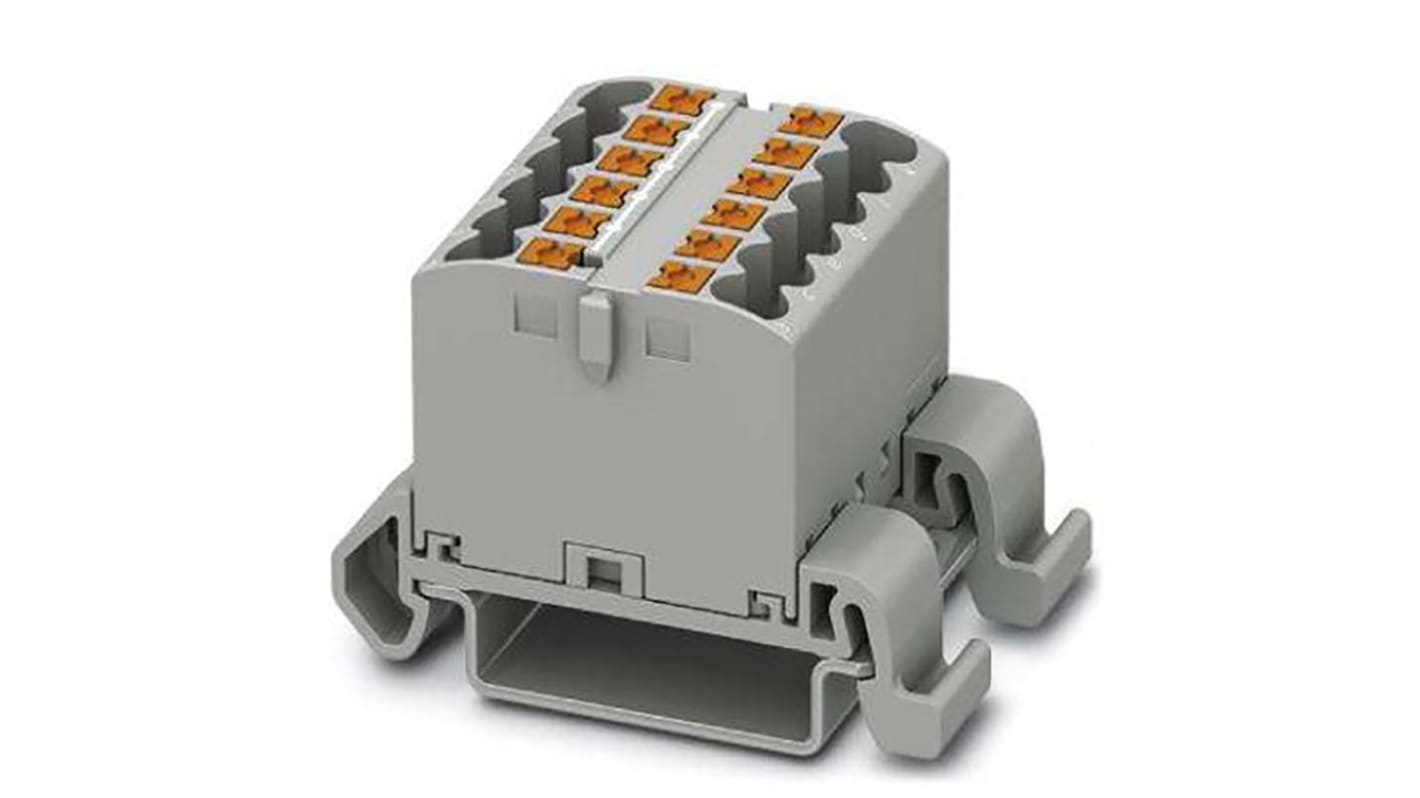 Phoenix Contact Distribution Block, 12 Way, 4mm², 24A, 690 V, Grey