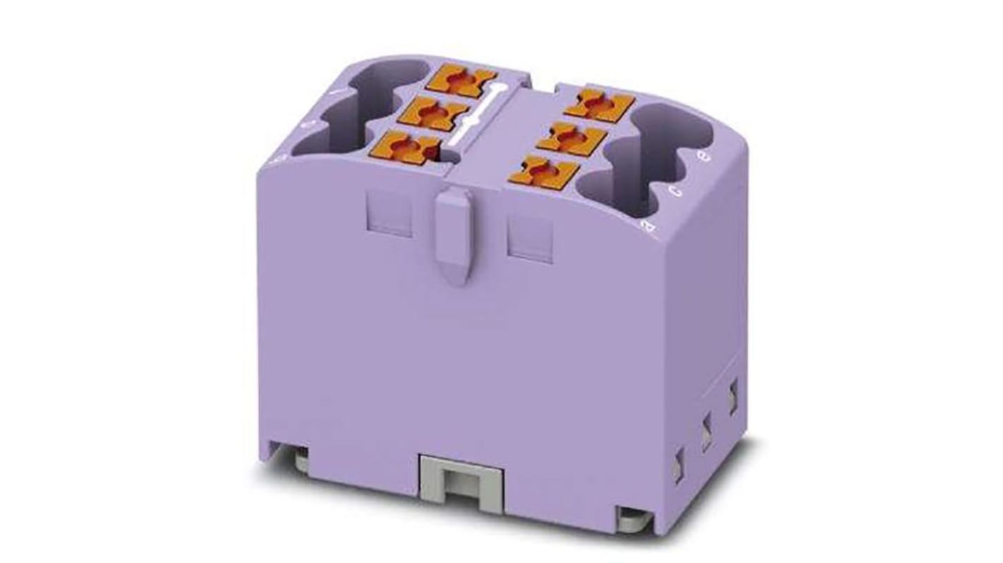 Phoenix Contact Distribution Block, 6 Way, 4mm², 24A, 450 V, Violet
