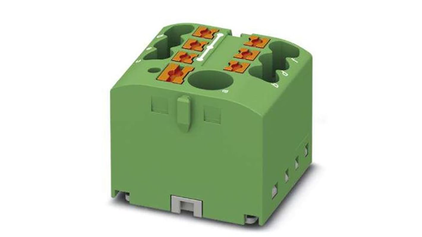 Phoenix Contact Distribution Block, 7 Way, 4mm², 24A, 450 V, Green