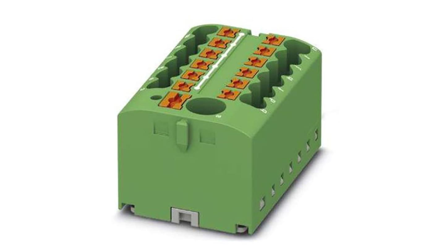 Phoenix Contact Distribution Block, 13 Way, 4mm², 24A, 450 V, Green