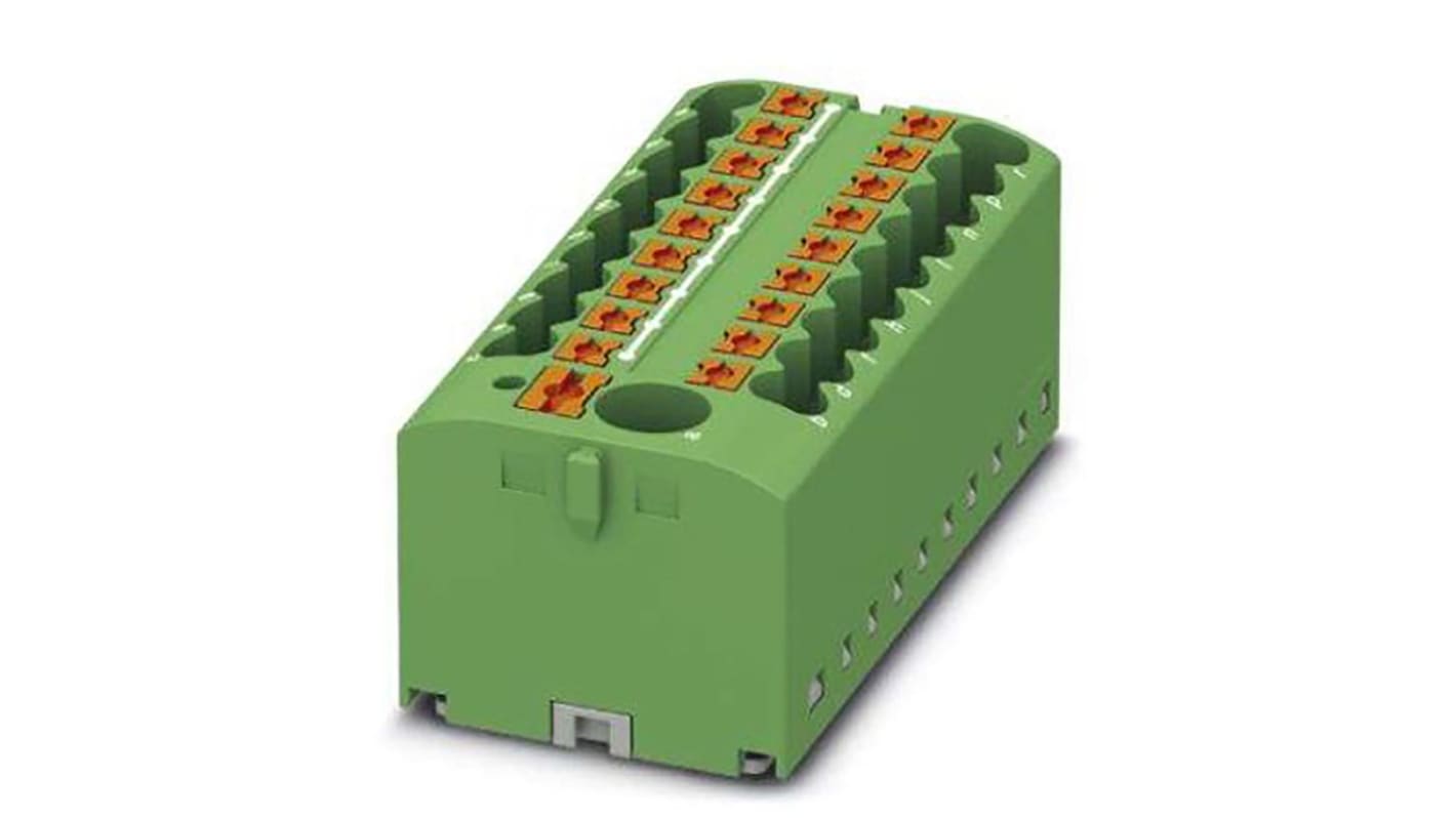 Phoenix Contact Distribution Block, 19 Way, 4mm², 24A, 450 V, Green