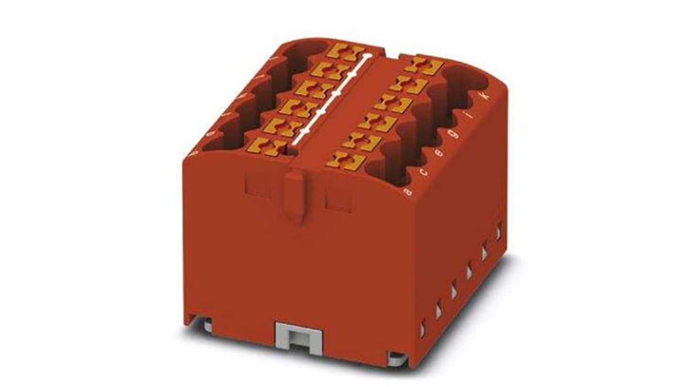 Phoenix Contact Distribution Block, 12 Way, 4mm², 24A, 450 V, Red