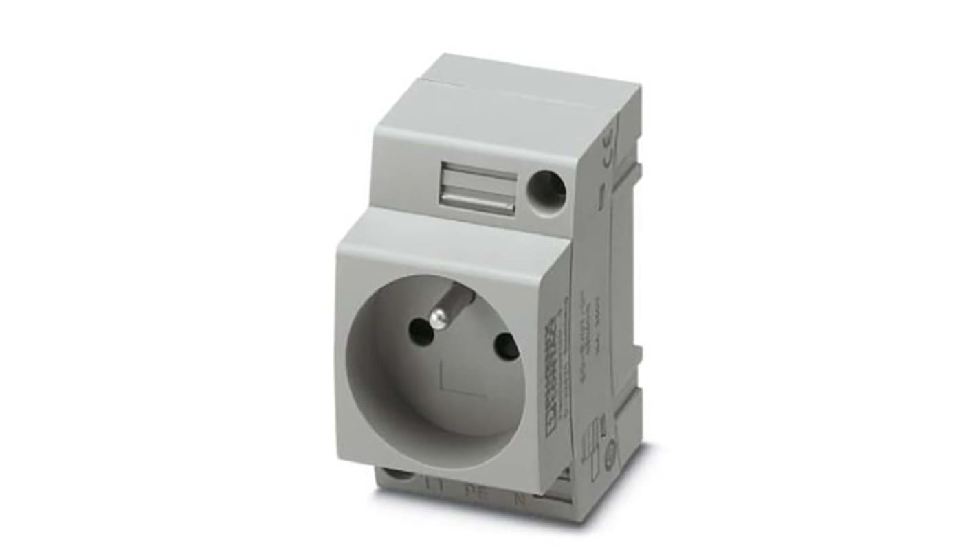 Phoenix Contact French Mains Sockets, 16A, DIN Rail Mount, 250 V