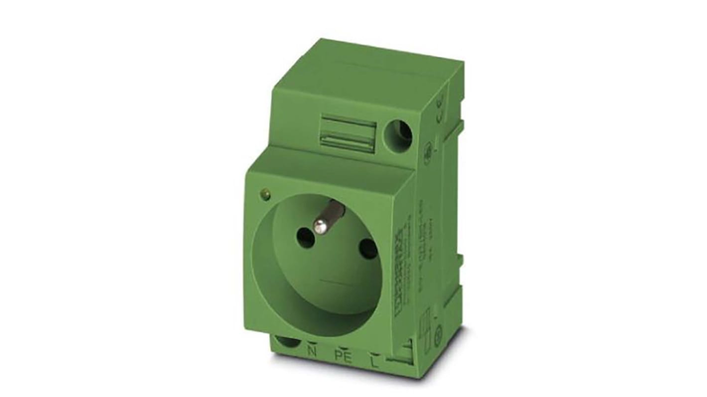 Phoenix Contact French Mains Sockets, 16A, DIN Rail Mount, 250 V