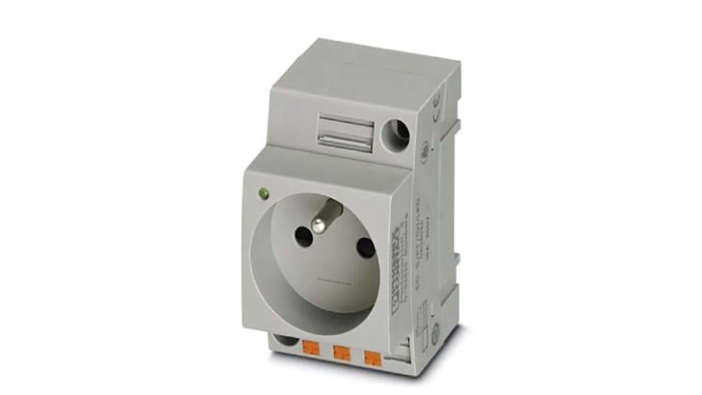 0804022 | Phoenix Contact French Mains Sockets, 16A, DIN Rail Mount ...