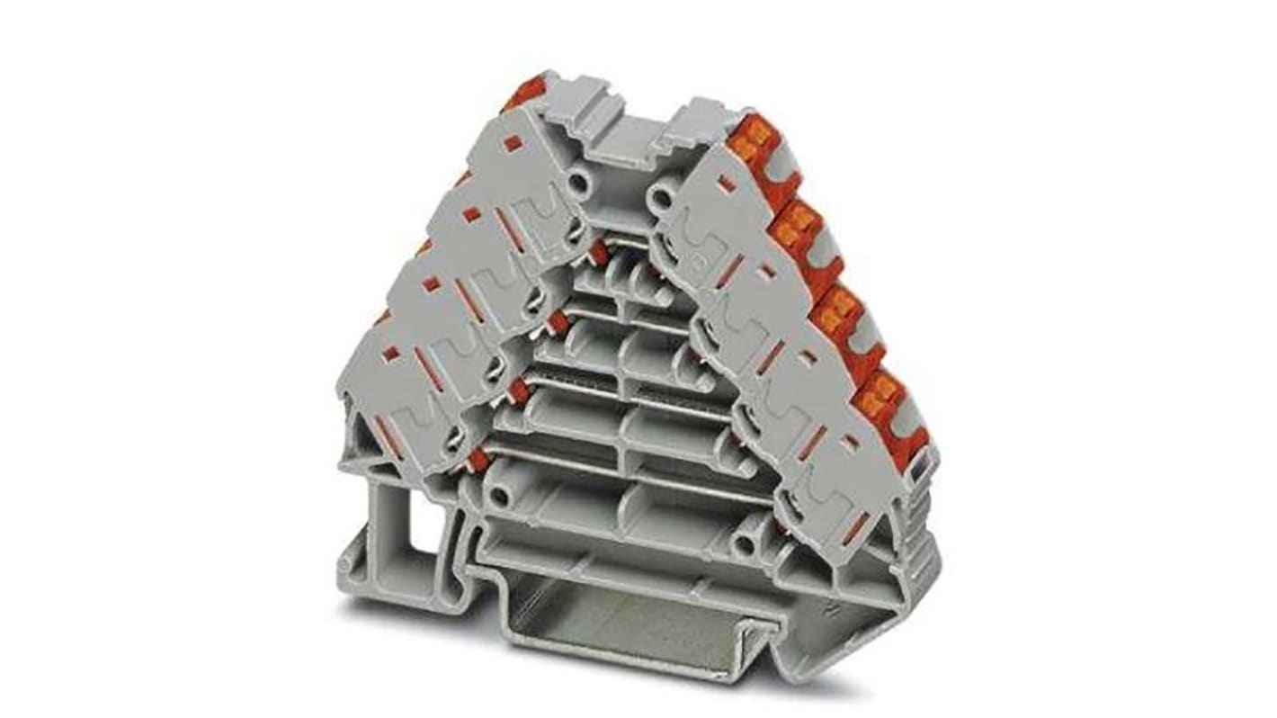 Phoenix Contact PTRV 4 /RD Series Grey DIN Rail Terminal Block, 0.14 → 2.5mm², Push In Termination