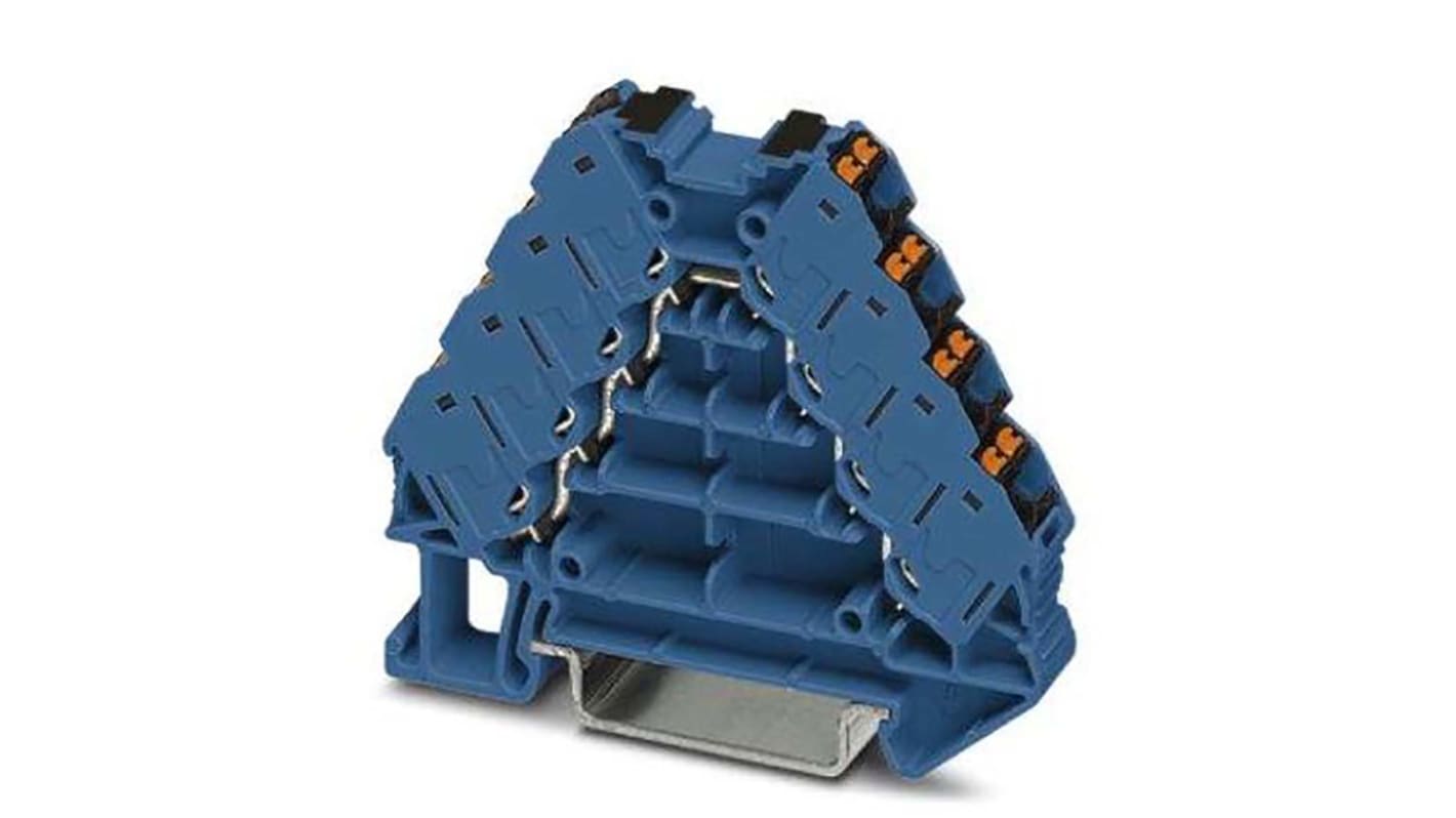 Bloc de jonction rail DIN Phoenix Contact PTRV 4-PV BU/BK, 0.14 → 2.5mm², Enfichable, Bleu