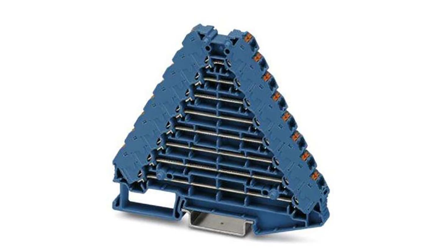 Bloc de jonction rail DIN Phoenix Contact PTRV 8 BU/BU, 0.14 → 2.5mm², Enfichable, Bleu