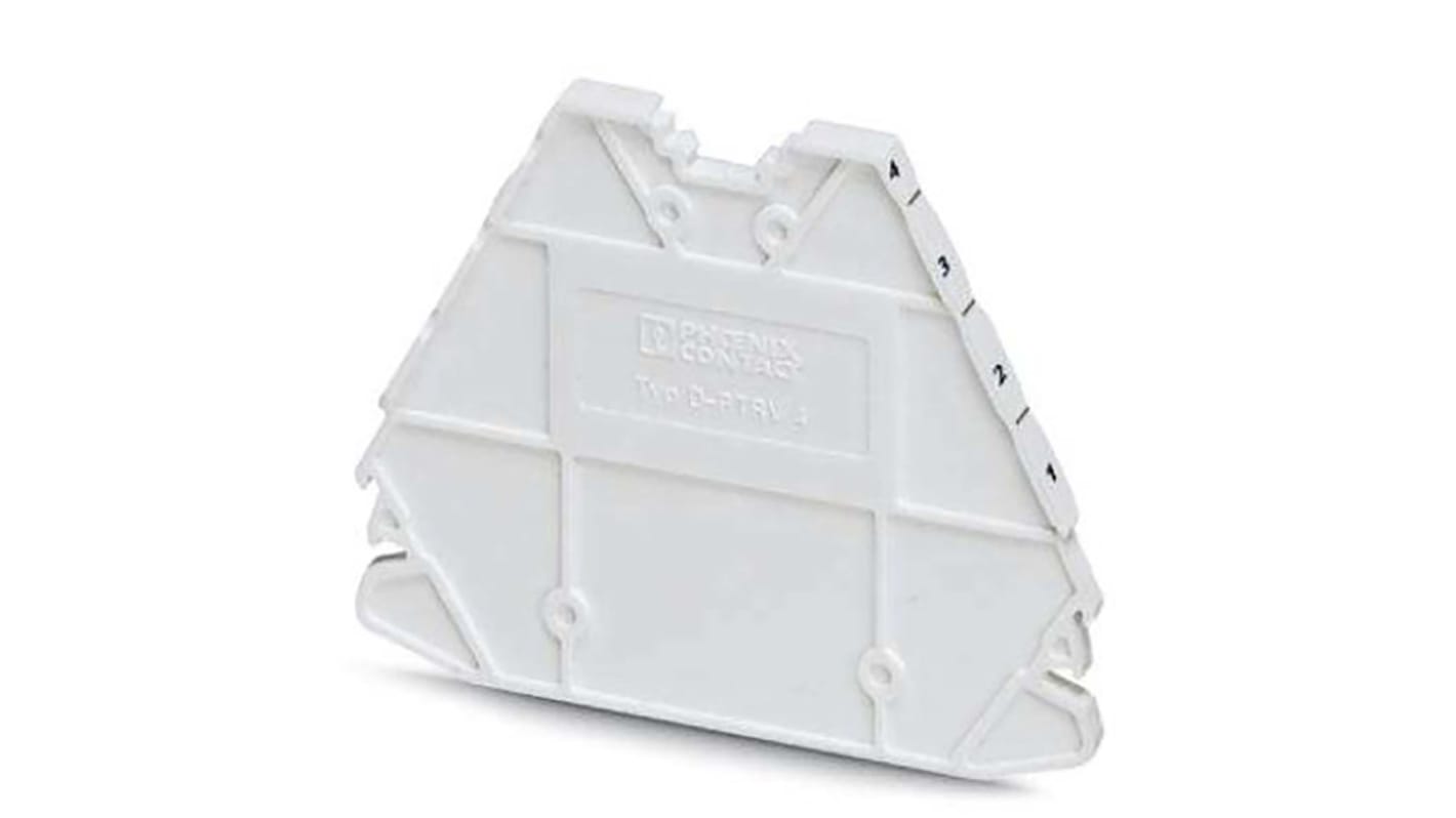 Phoenix Contact D-PTRV 4 WH 4-1 Series End Cover for Use with DIN Rail Terminal Blocks