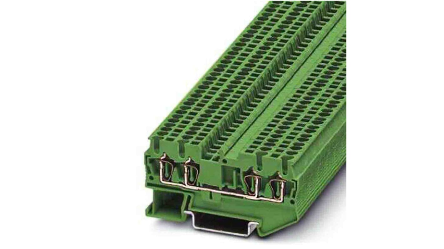 Phoenix Contact 5-QUATTRO, ST 1 Series Green Feed Through Terminal Block, 0.08 →1.5mm², Spring Cage Termination,