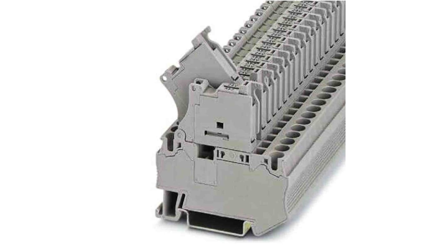 Phoenix Contact ST Series ST 4-HESILED 24 (5X20) GY/GY Fused Terminal Block, 2-Way, 6.3A, Spring Cage Termination