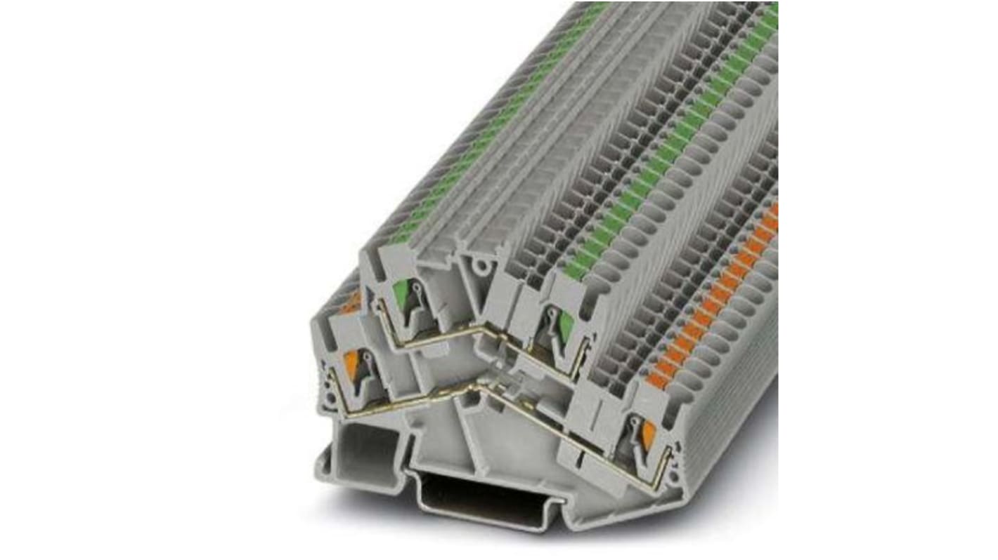 Phoenix Contact PTTBS 2.5/U-OG/O-GN Series Grey Double Level Terminal Block, 0.14 → 4mm², Push In Termination,