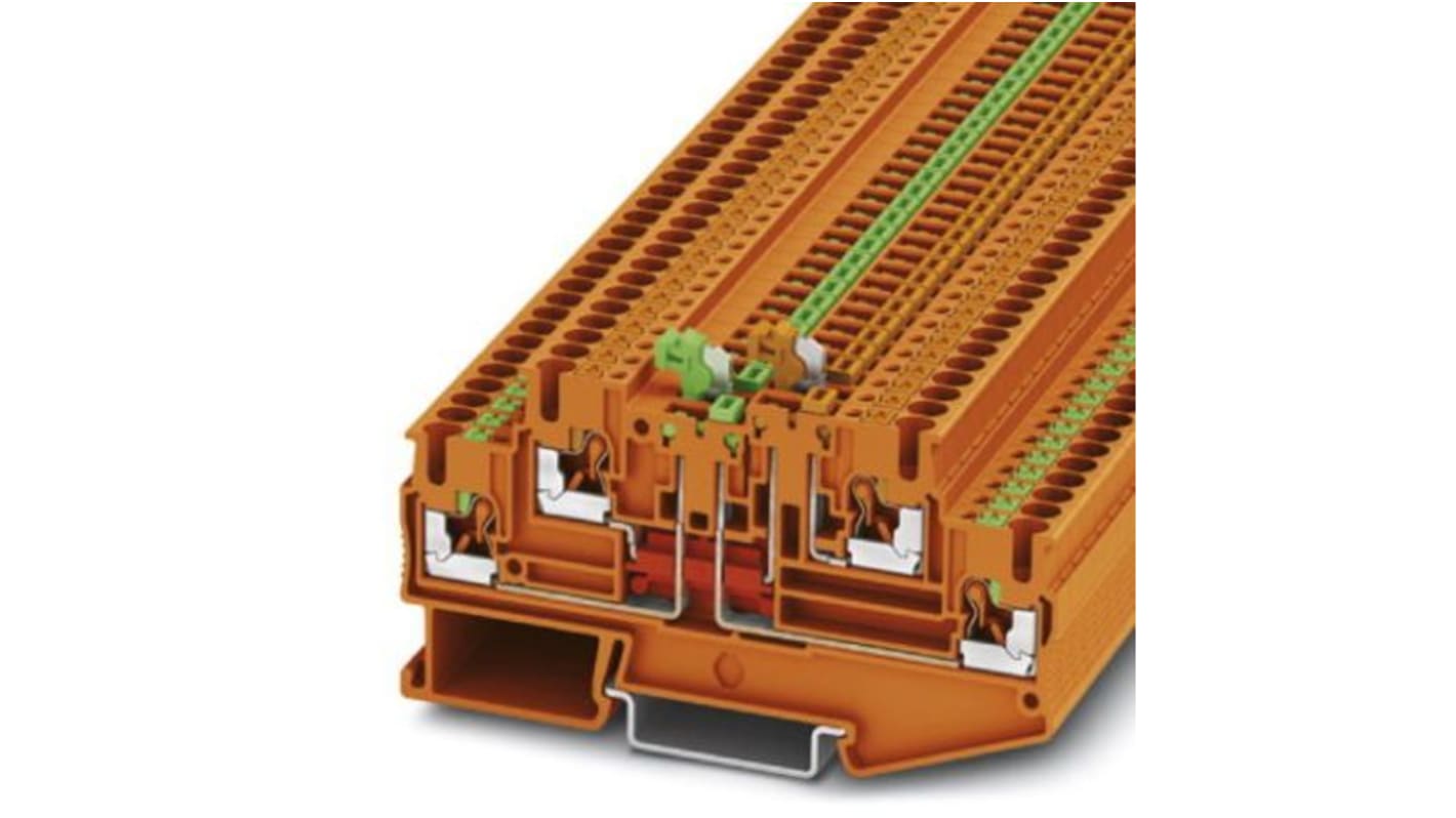 Phoenix Contact PTT 2.5-2MT OG Series Orange Knife Disconnect Terminal Block, 0.14 → 4mm², Push In Termination