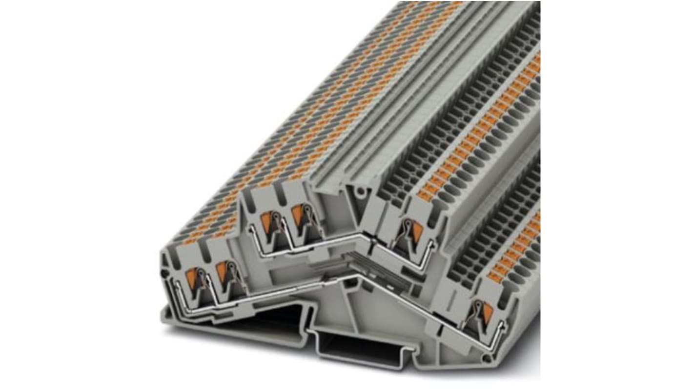 Phoenix Contact PTTBS 2.5-TWIN Series Grey Double Level Terminal Block, 0.14 → 4mm², Push In Termination