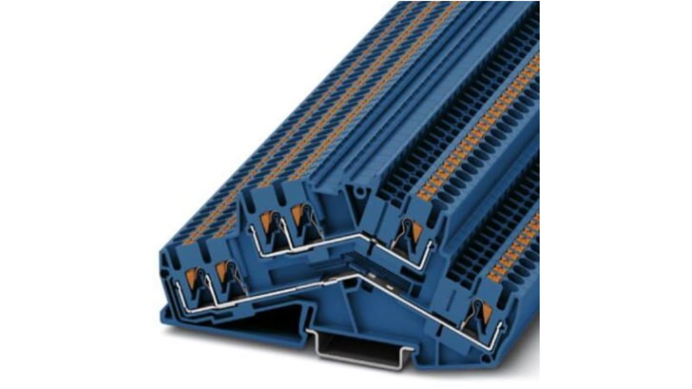 Phoenix Contact PTTBS 2.5-TWIN BU Series Blue Double Level Terminal Block, 0.14 → 4mm², Push In Termination