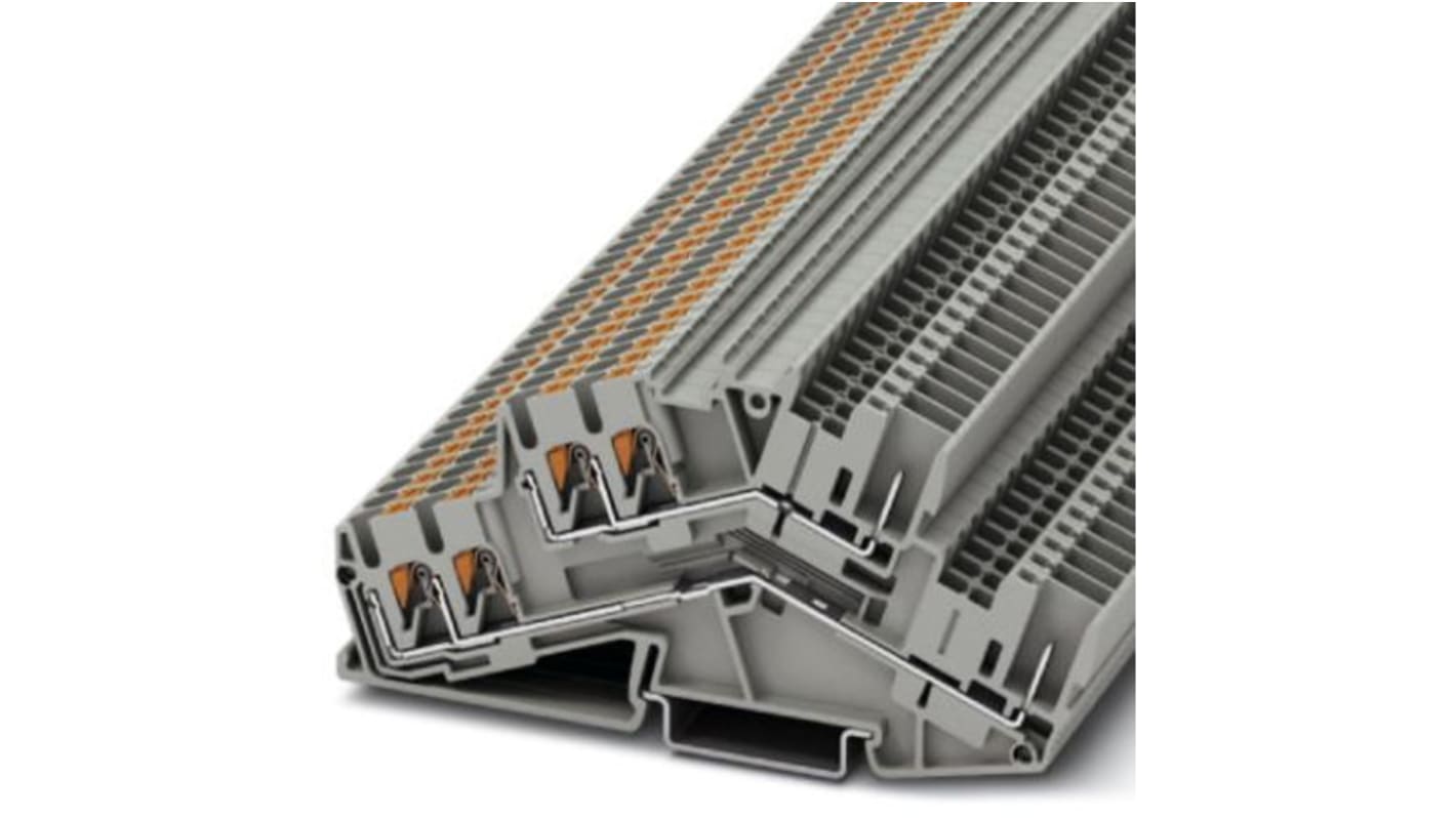 Phoenix Contact PTTBS 2.5-TWIN/2P Series Grey Double Level Terminal Block, 0.14 → 4mm², Push In Termination