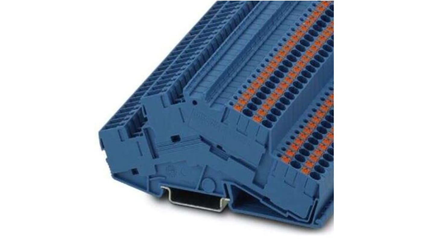 Phoenix Contact PTTBS 2.5-TWIN/2P BU Series Blue Double Level Terminal Block, 0.14 → 4mm², Push In Termination