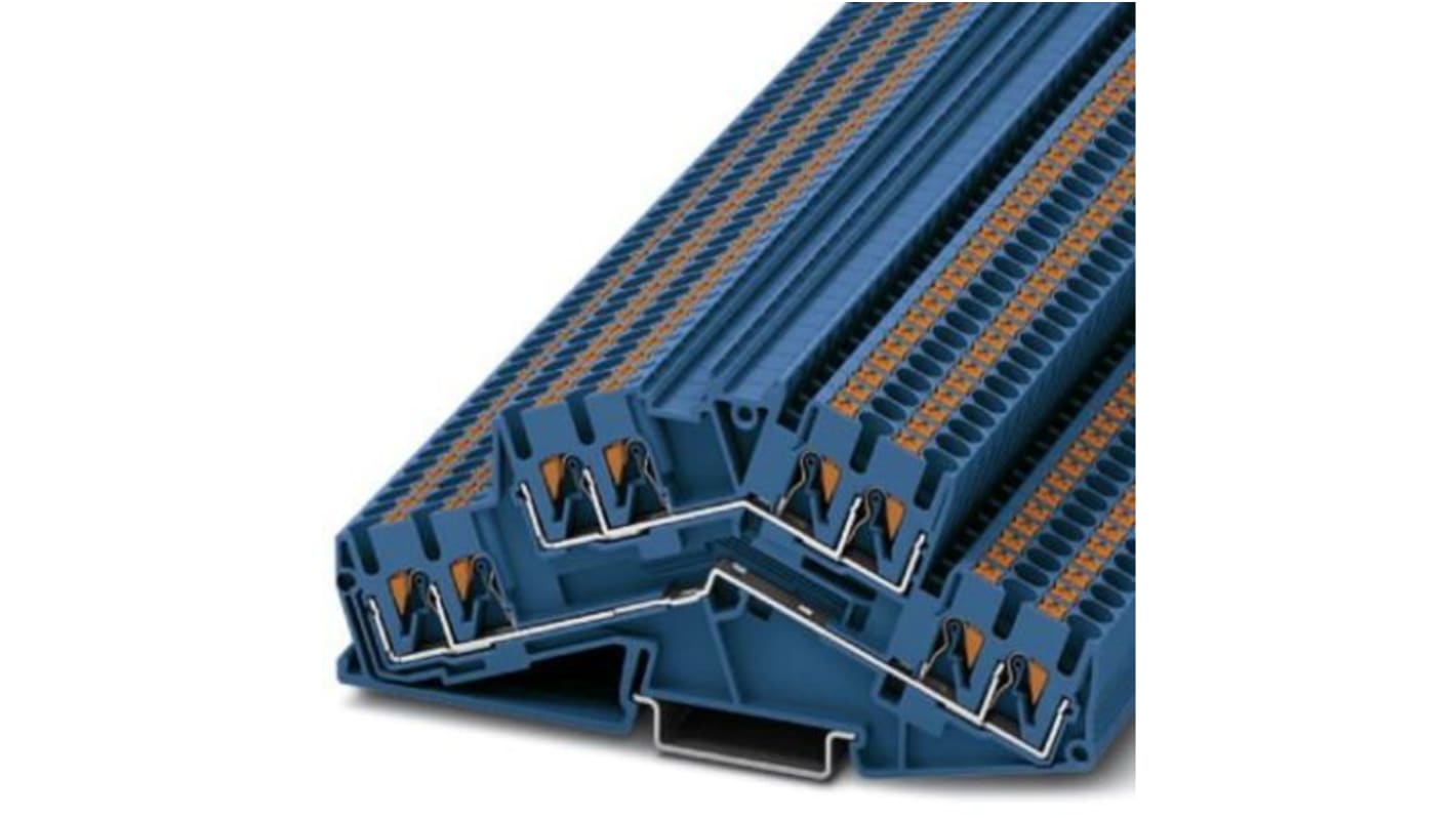 Phoenix Contact PTTBS 2.5-QUATTRO BU Series Blue Double Level Terminal Block, 0.14 → 4mm², Push In Termination