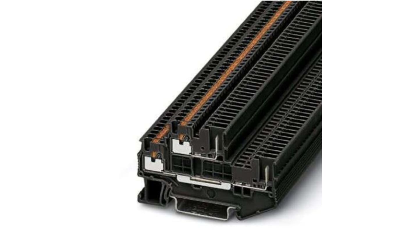 Phoenix Contact PTTB 1.5/S/2P BK Series Black Double Level Terminal Block, 0.14 → 1.5mm²