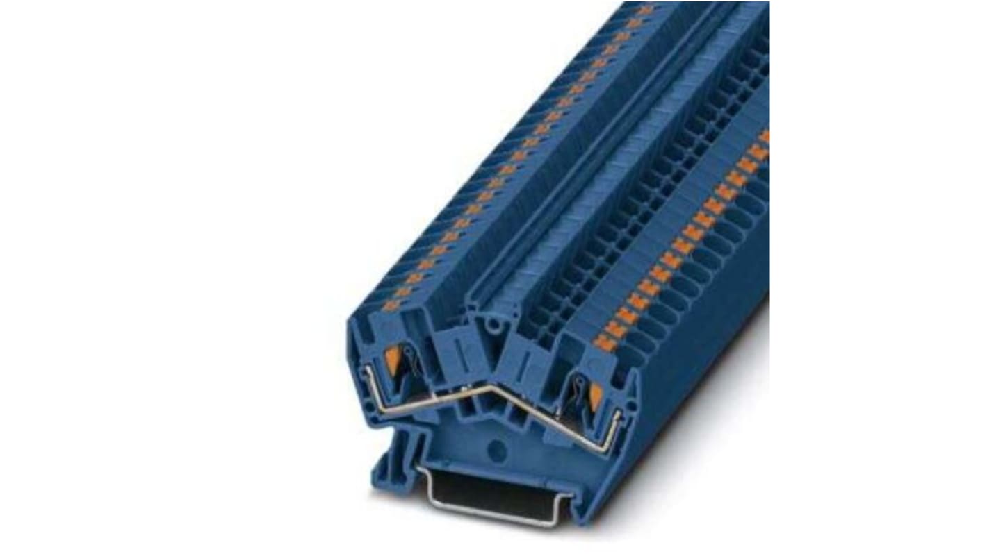 Phoenix Contact PTS 4 BU Series Blue Feed Through Terminal Block, 0.2 → 6mm², Push In Termination, ATEX, IECEx