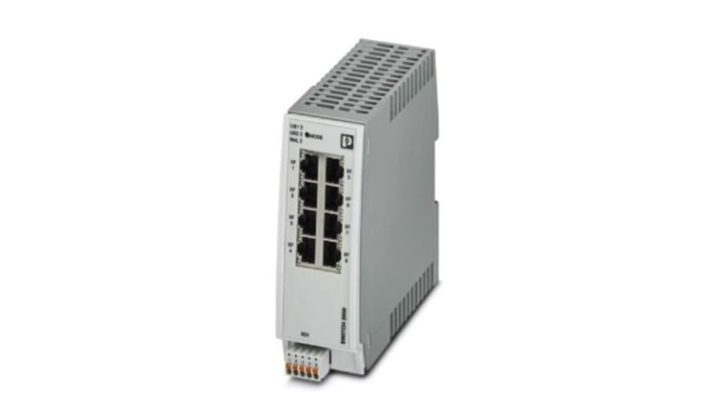 Conmutador Ethernet Phoenix Contact 2702327, 8 puertos RJ45, Montaje Carril DIN, 10/100Mbit/s