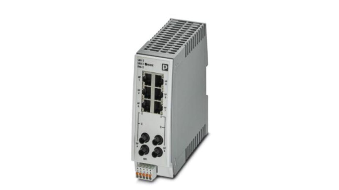 Phoenix Contact DIN Rail Mount Ethernet Switch, 6 RJ45 Ports, 10/100Mbit/s Transmission, 24V dc