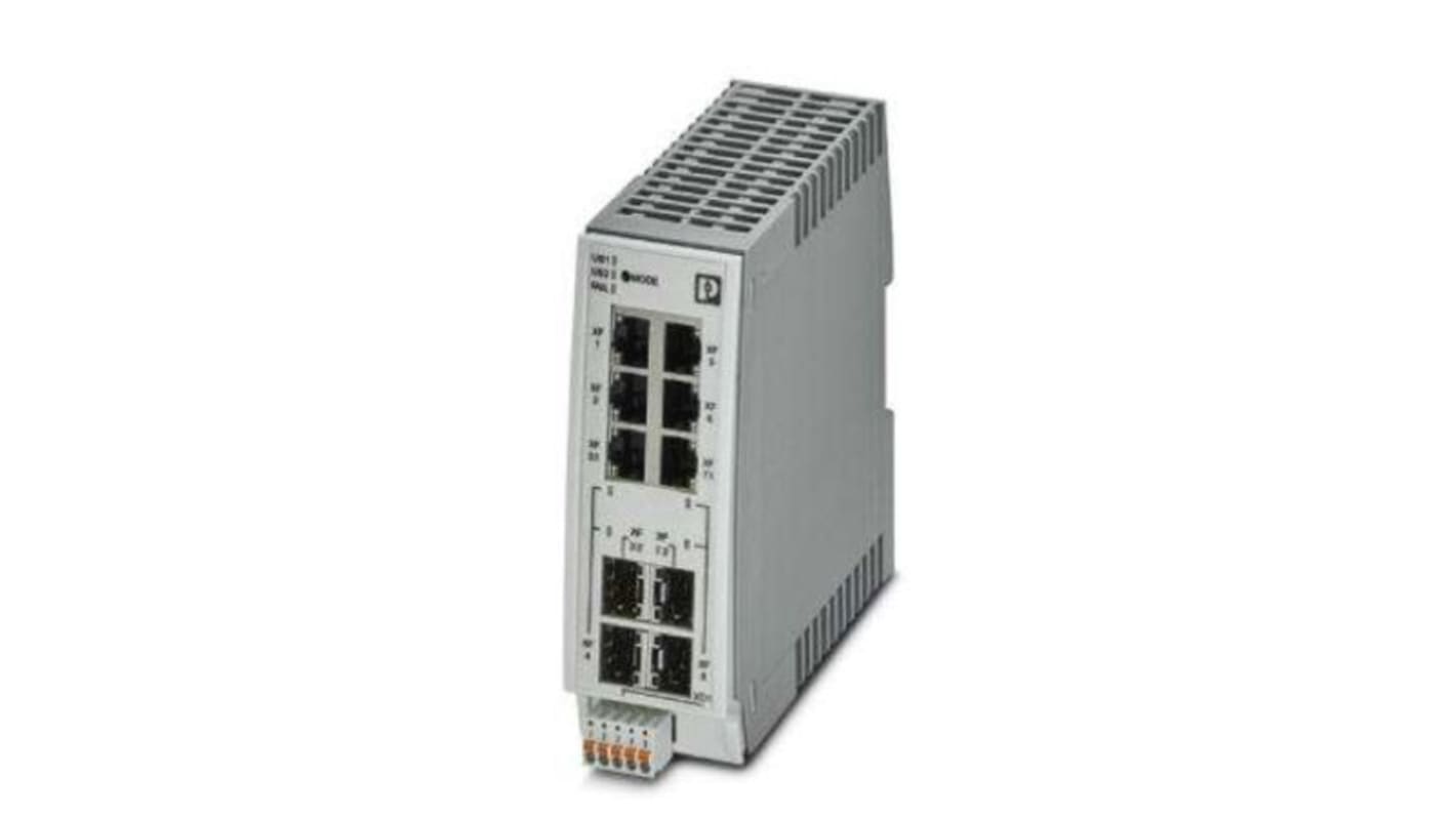 Conmutador Ethernet Phoenix Contact 2702653, 4 puertos RJ45, Montaje Carril DIN, 10/100/1000Mbit/s