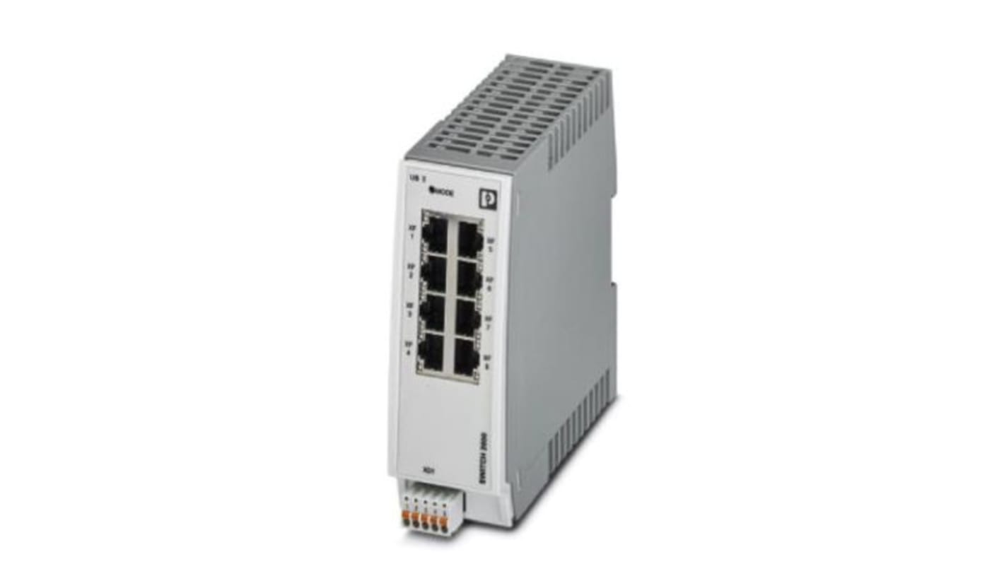 Phoenix Contact DIN Rail Mount Ethernet Switch, 8 RJ45 Ports, 10/100/1000Mbit/s Transmission, 24V dc