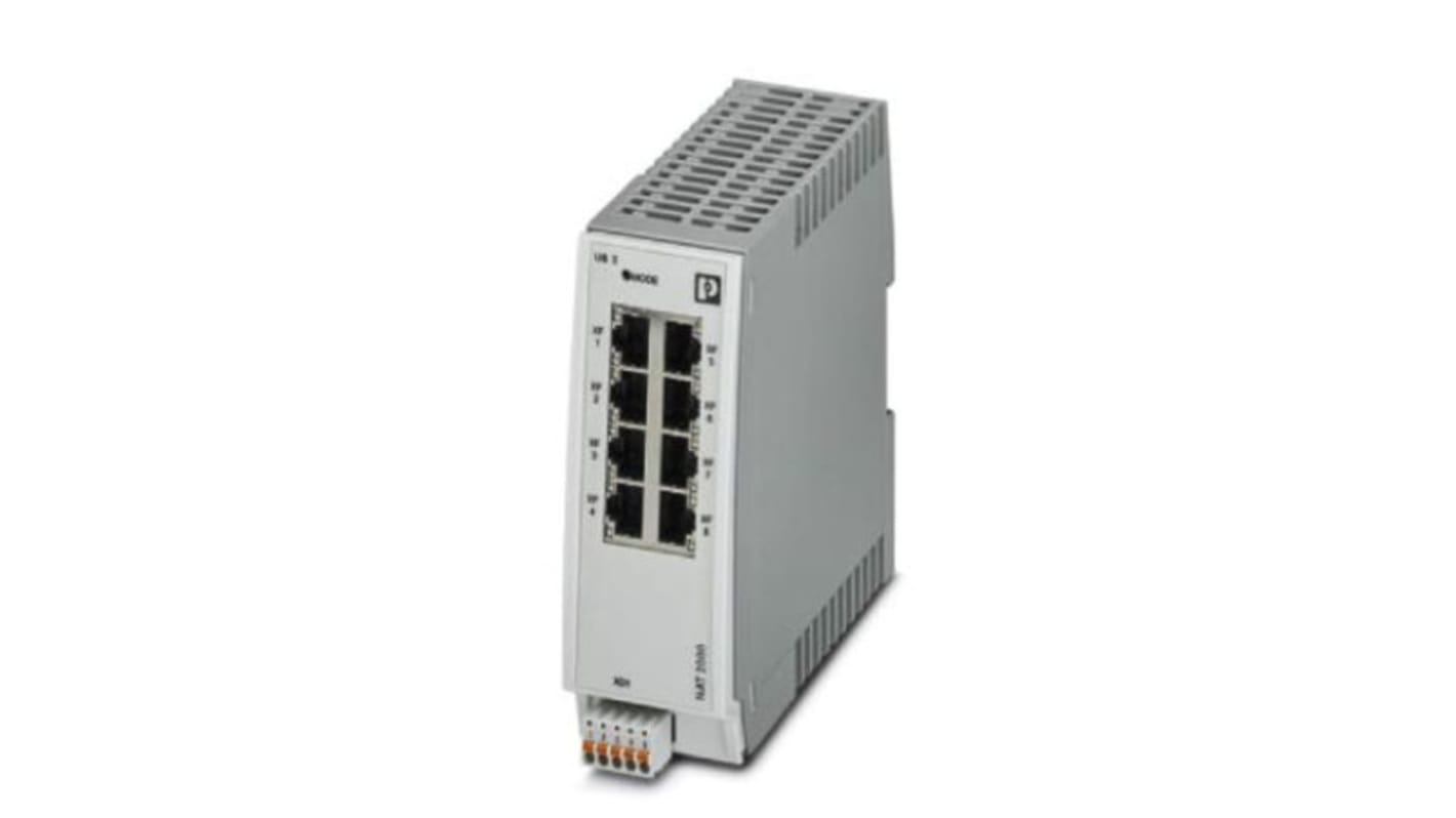 Phoenix Contact DIN Rail Mount Ethernet Switch, 8 RJ45 Ports, 10/100Mbit/s Transmission, 24V dc