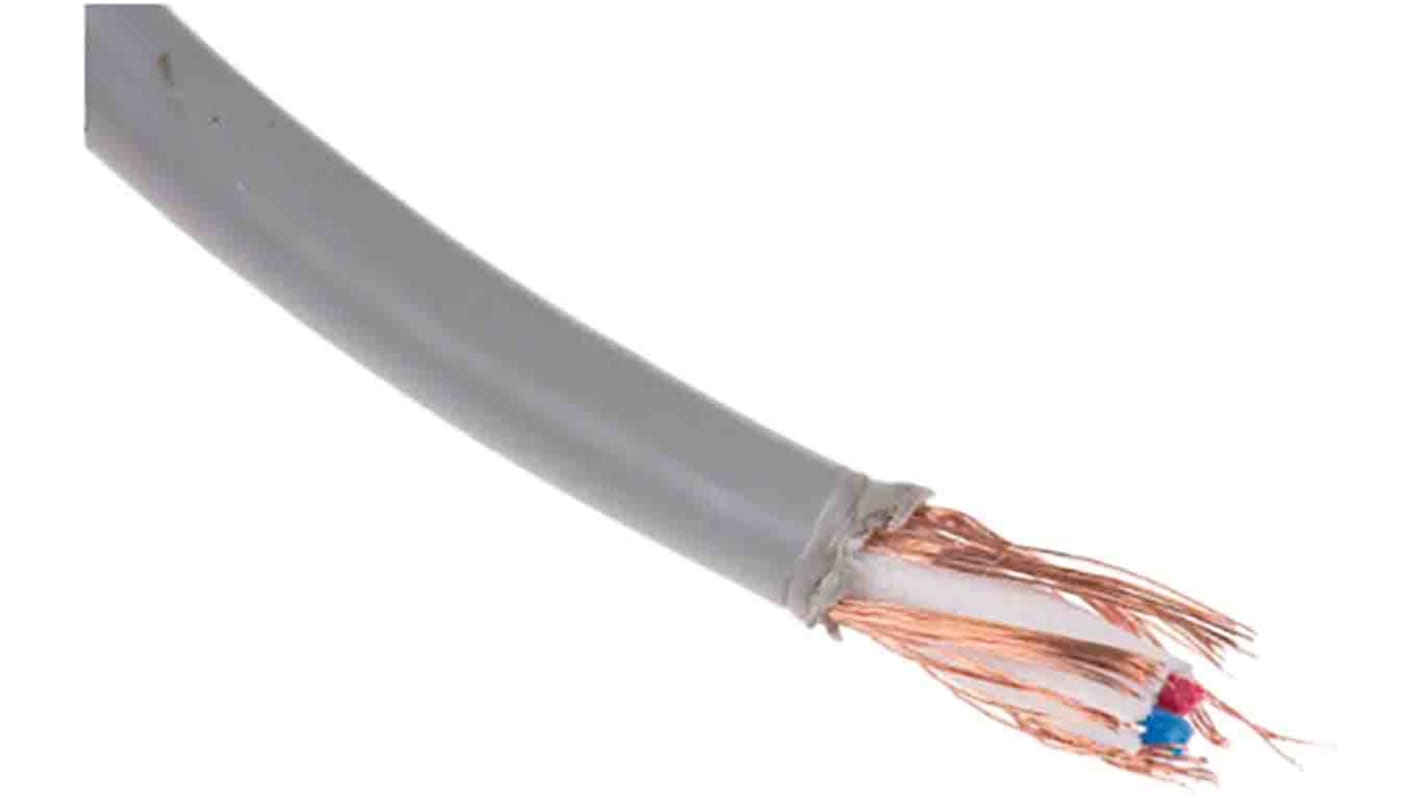 Câble audio RS PRO 1 paire , 0,14 mm² Blindé, Multiconducteur, gaine Gris