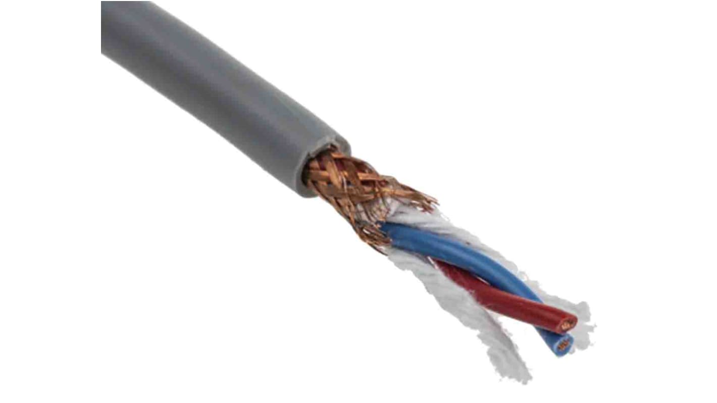 RS PRO Screened 2 Core Microphone Cable, 0.5 mm² CSA, 6.2mm od, 100m ...