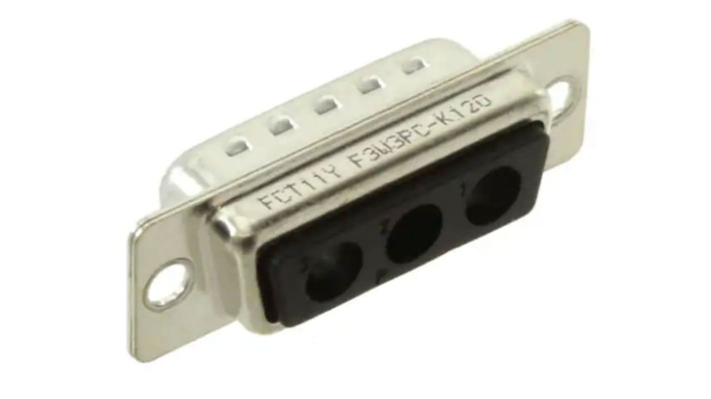 FCT from Molex 173107 3 Way Panel Mount D-sub Connector Plug, 6.86mm Pitch, with 4-40 Screw Locks