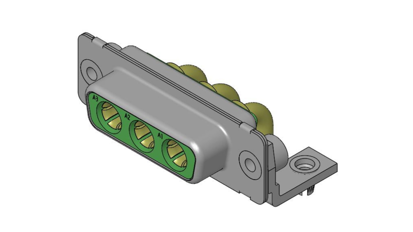 Conector D-sub FCT from Molex, Serie 173107, paso 6.86mm, Ángulo de 90° , Montaje en PCB, Hembra, con Bloqueos roscados