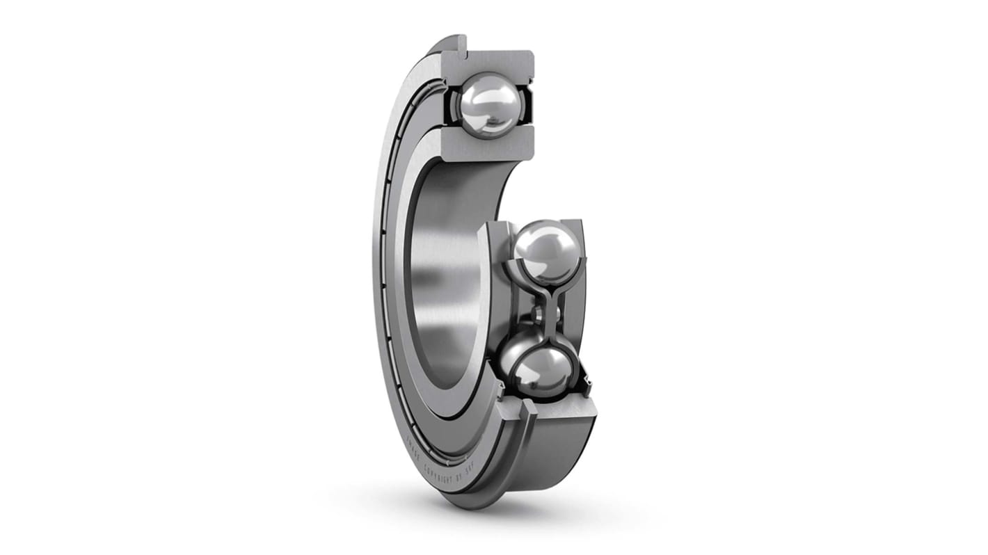 SKF 6206-2ZNR Single Row Deep Groove Ball Bearing- Both Sides Shielded 30mm I.D, 62mm O.D