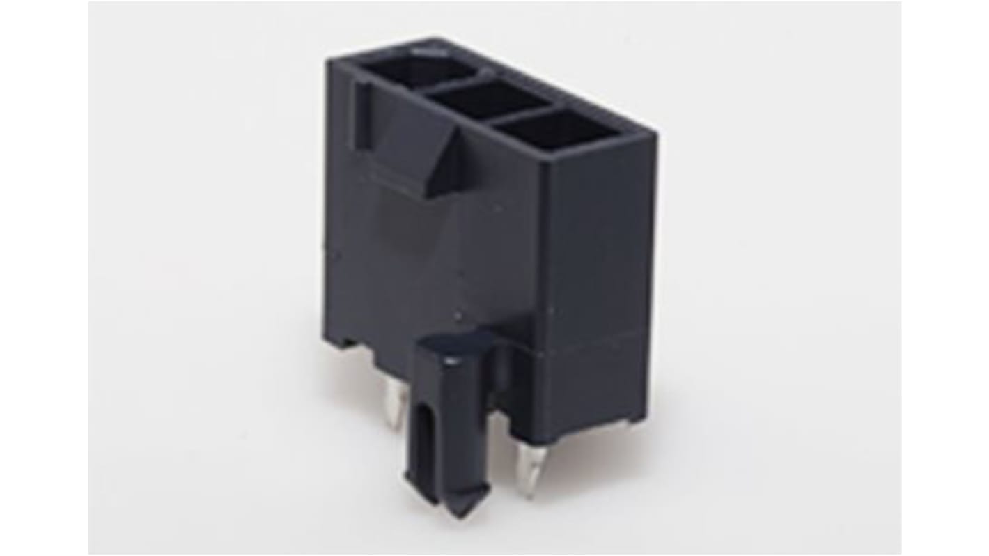 Molex Mini-Fit Jr. Series Vertical Through Hole PCB Header, 3 Contact(s), 4.2mm Pitch, 1 Row(s), Shrouded