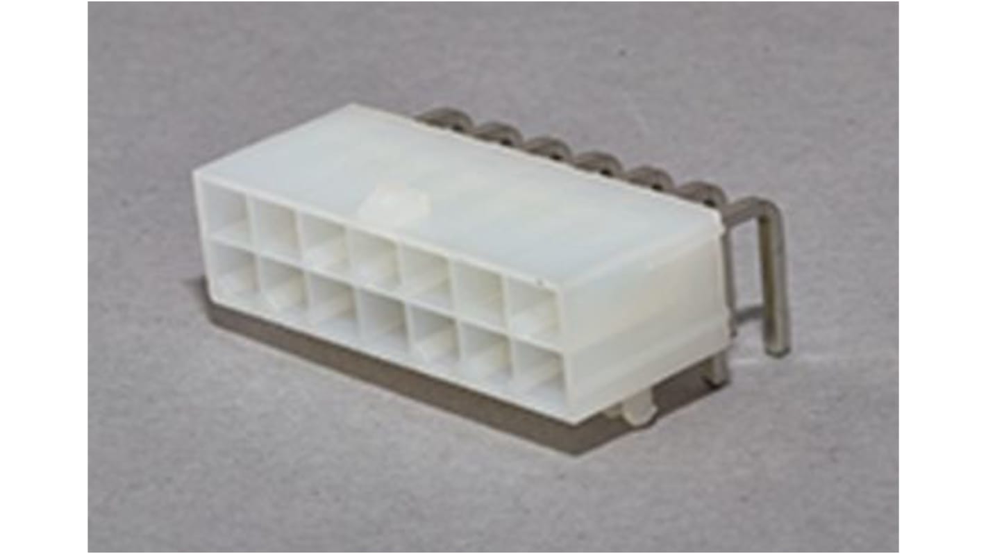 Molex Mini-Fit Jr. Series Right Angle Through Hole PCB Header, 14 Contact(s), 4.2mm Pitch, 2 Row(s), Shrouded