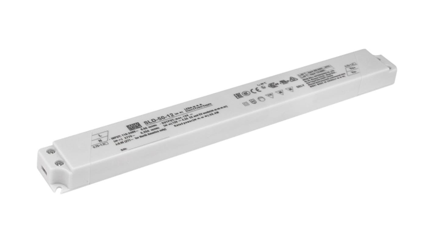 MEAN WELL LED Driver, 24V Output, 50.4W Output, 2.1A Output