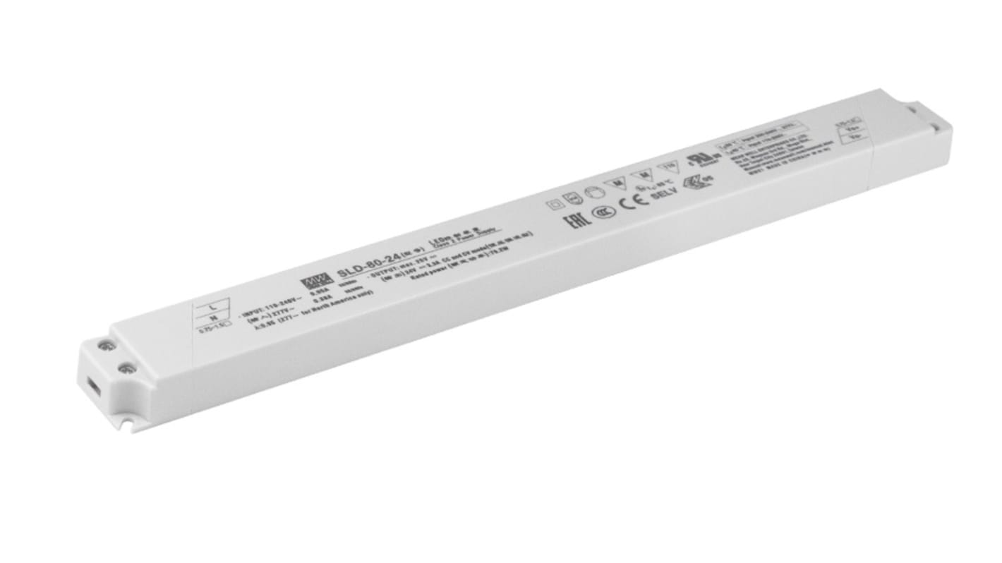 Driver LED MEAN WELL SLD-80, IN: 110 → 305 V ac, 155 → 431 V ac, OUT: 12V, 6.6A, 79.2W, no regulable