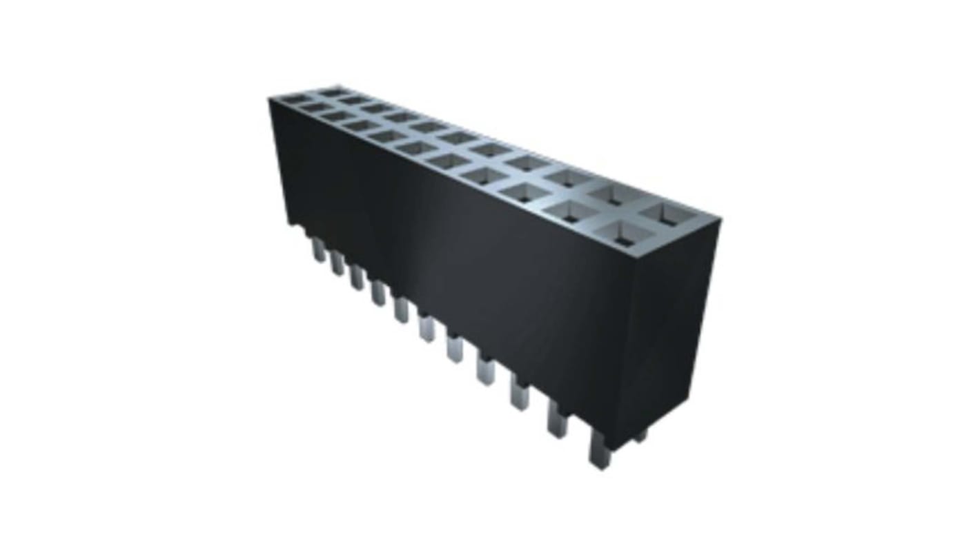 Samtec SSW Series Straight Through Hole Mount PCB Socket, 2-Contact, 2-Row, 2.54mm Pitch, Solder Termination