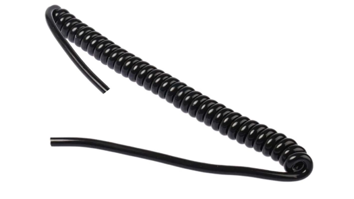 RS PRO 2 Core Power Cable, 0.14 mm², 0.5m, Black TPU Sheath, Coiled, 250 V