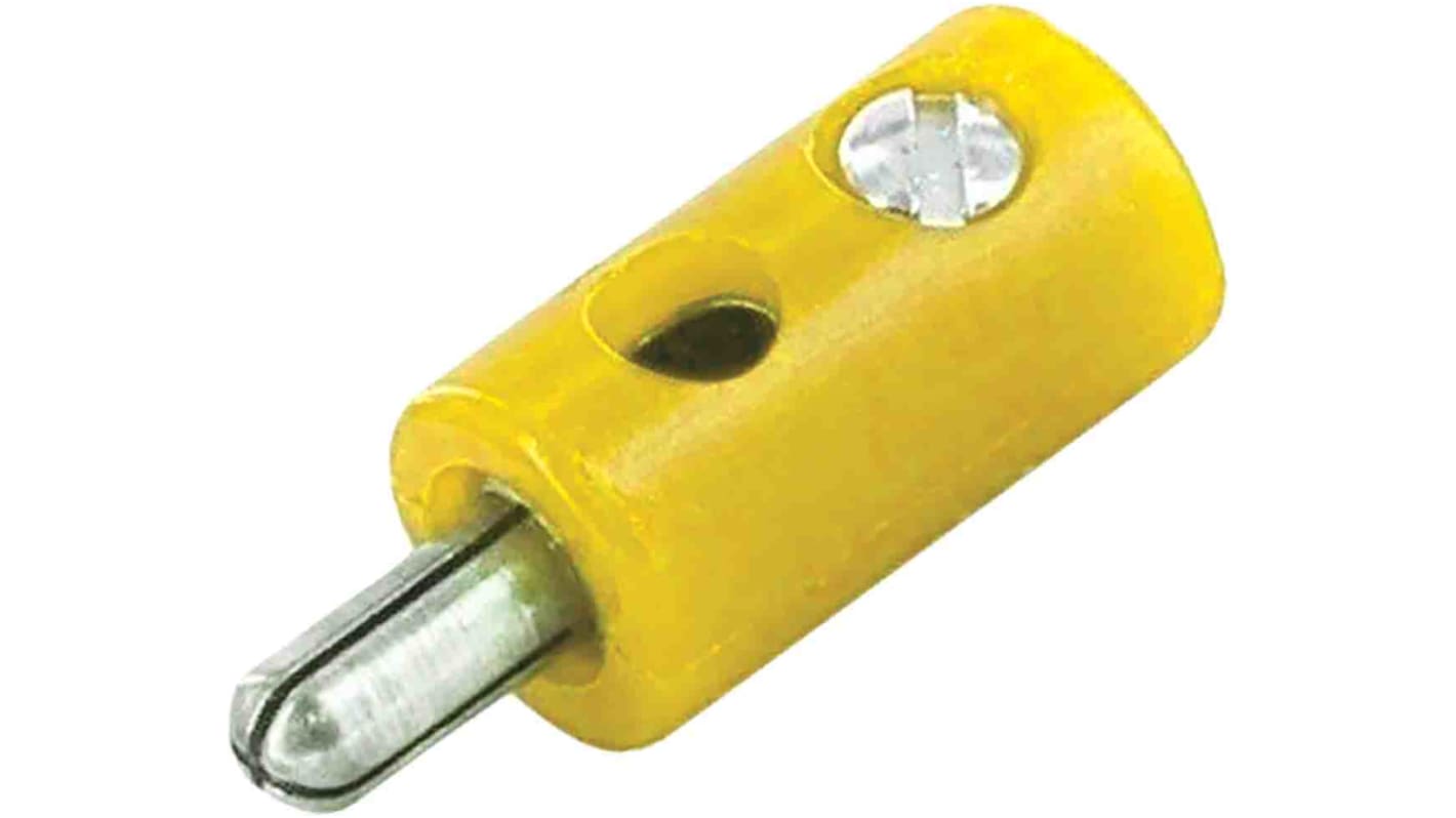 Conector banana Macho, 32A, 30V, Contacto Níquel, Amarillo