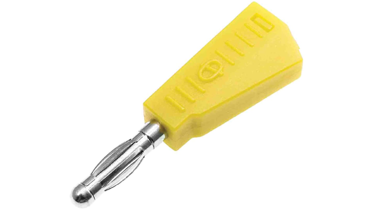 RS PRO Yellow Male Banana Plug, 4 mm Connector, Solder Termination, 19A, 30V, Nickel Plating