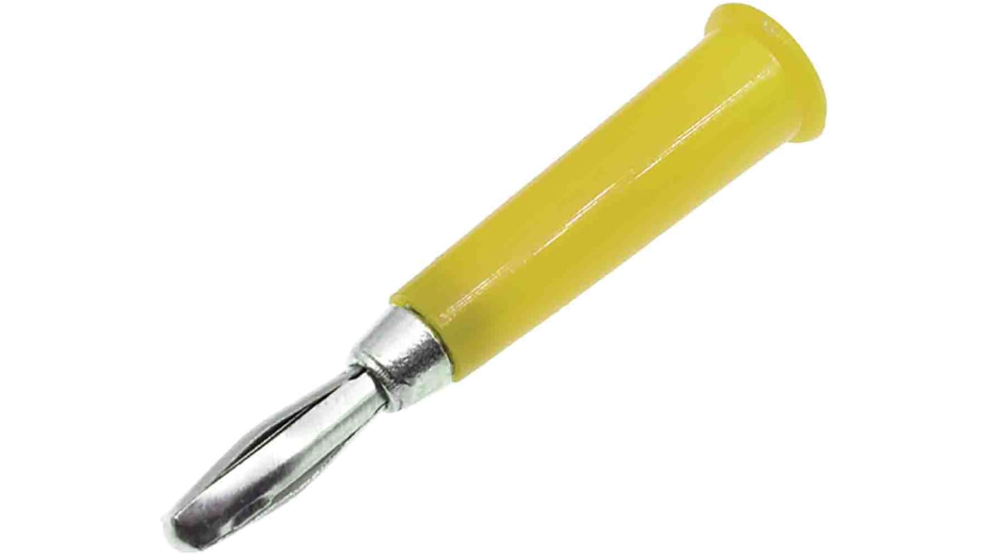 RS PRO Yellow Male Banana Plug, 4 mm Connector, 19A, 30V, Nickel Plating