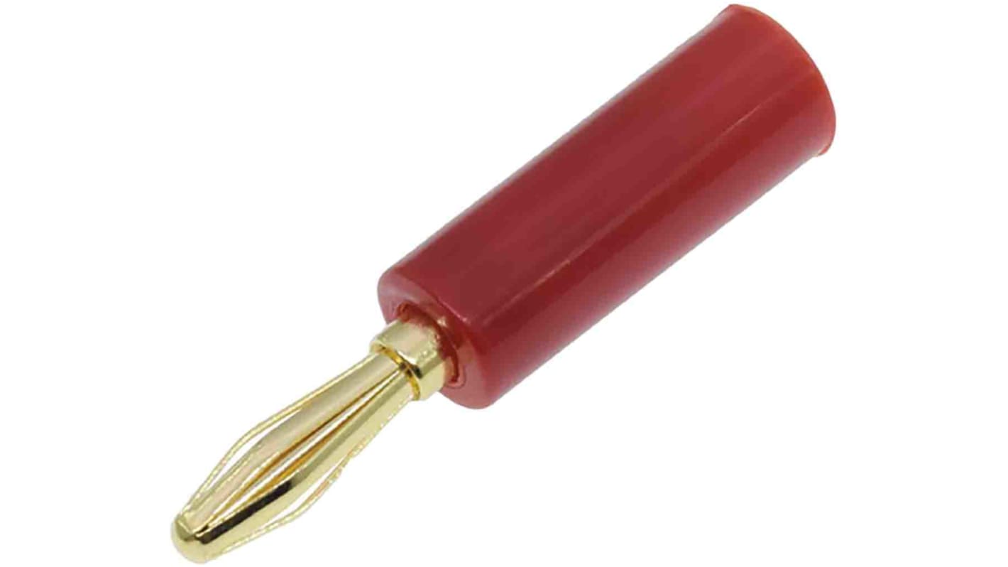 Conector banana Macho, 24A, 30V, Contacto Oro, Rojo